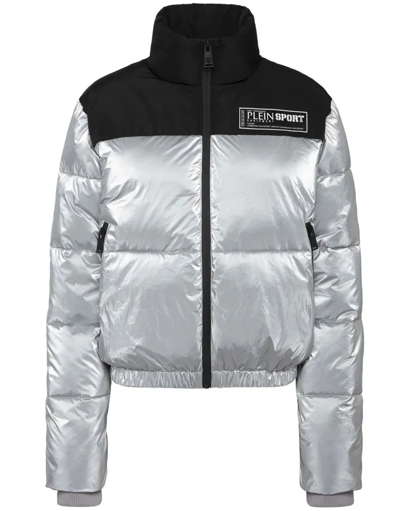 Philipp Plein Steppjacke mit Logo-Applikation - Silber Silber
