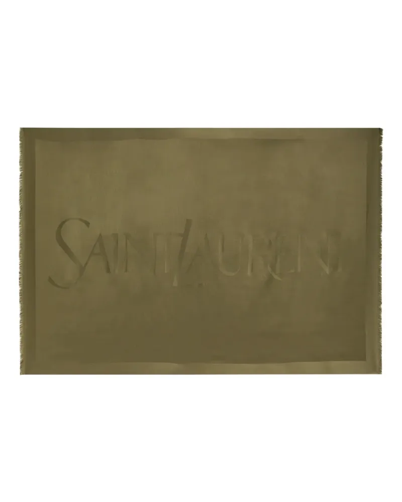 Saint Laurent logo fringed scarf - Grün Grün