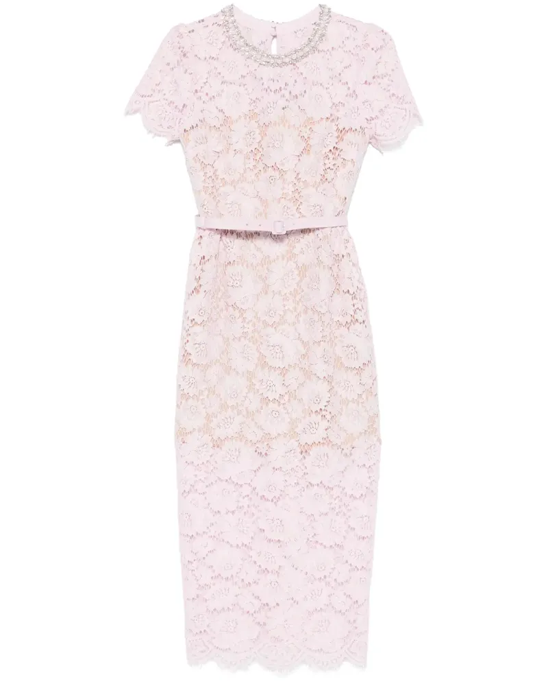 Self-Portrait Midikleid mit Perlenverzierung - Rosa Rosa