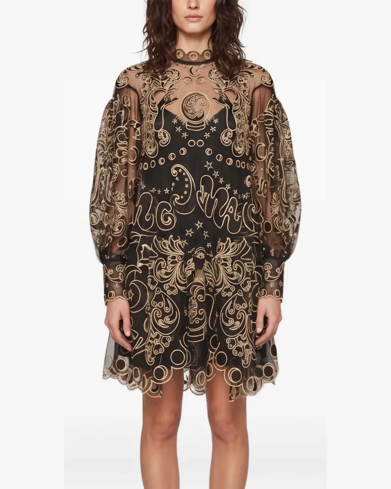 Zimmermann Ladybeetle Fortune embroidered tulle mini dress - Schwarz Schwarz