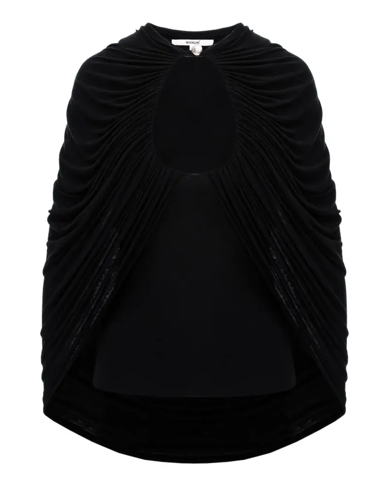 MANURÍ Drapierte Bluse - Schwarz Schwarz