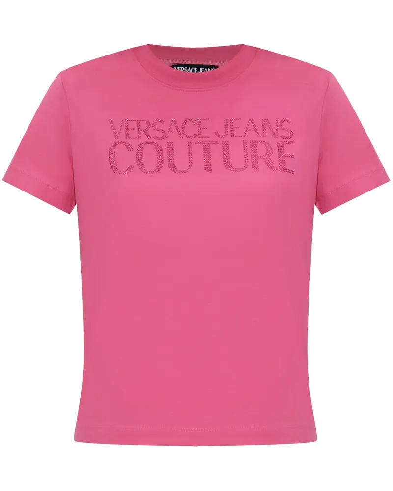 Versace Jeans T-Shirt mit Logo-Verzierung - Rosa Rosa