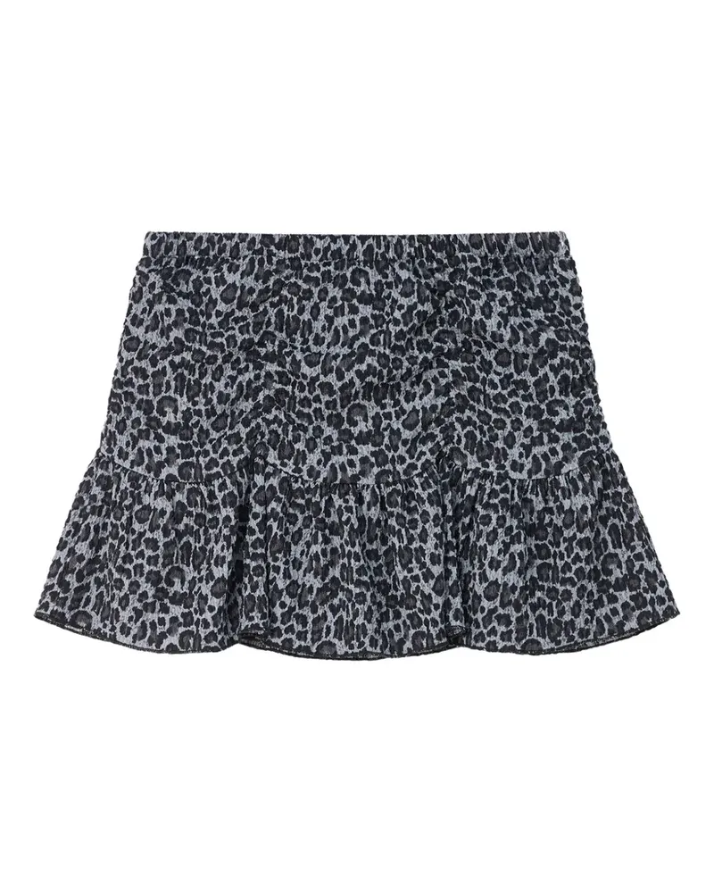 b+ab leopard-print ruffled mini skirt - Schwarz Schwarz
