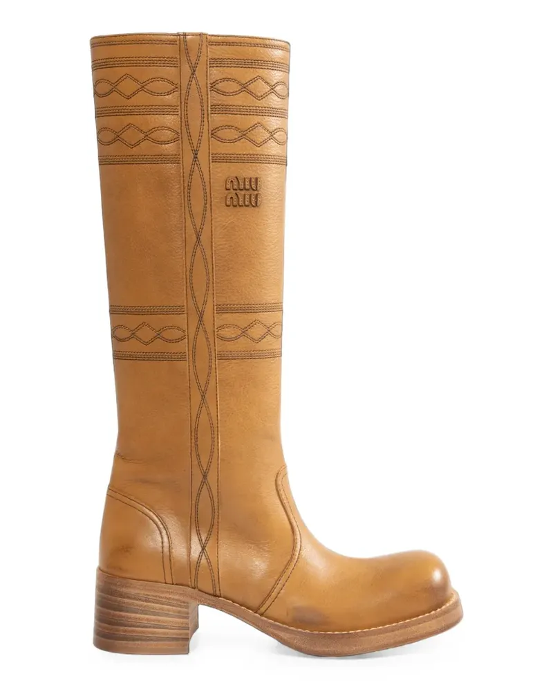 Miu Miu Bestickte Stiefel - Braun Braun