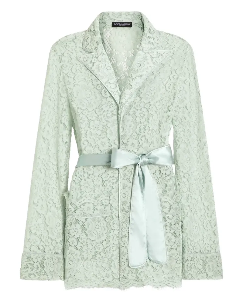 Dolce & Gabbana lace-detail belted jacket - Grün Grün