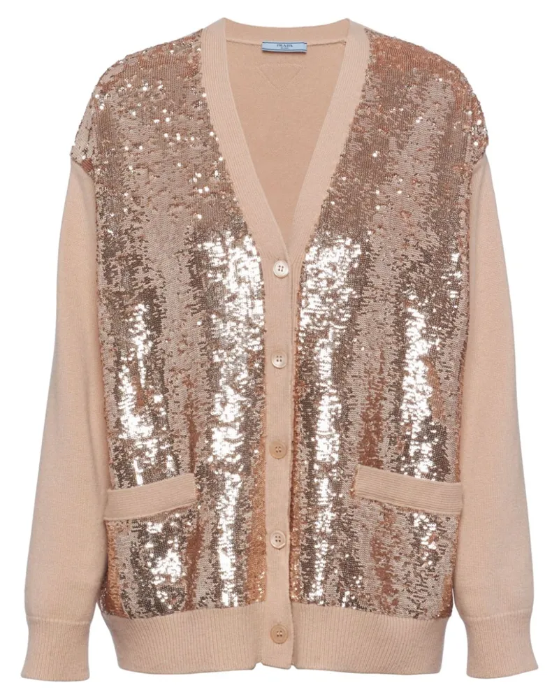 Prada Cardigan mit Pailletten - Nude Nude