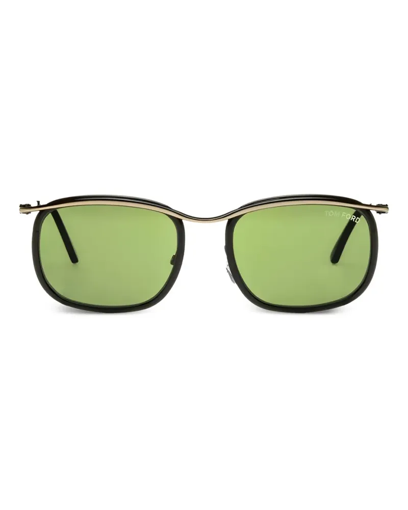 Tom Ford Browline Sonnenbrille mit goldfarbenem Rand - Schwarz Schwarz