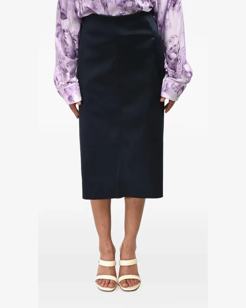 OFF-WHITE satin A-line midi skirt - Blau Blau