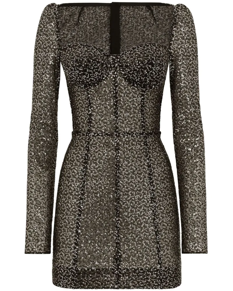 Dolce & Gabbana Minikleid mit Pailletten - Schwarz Schwarz