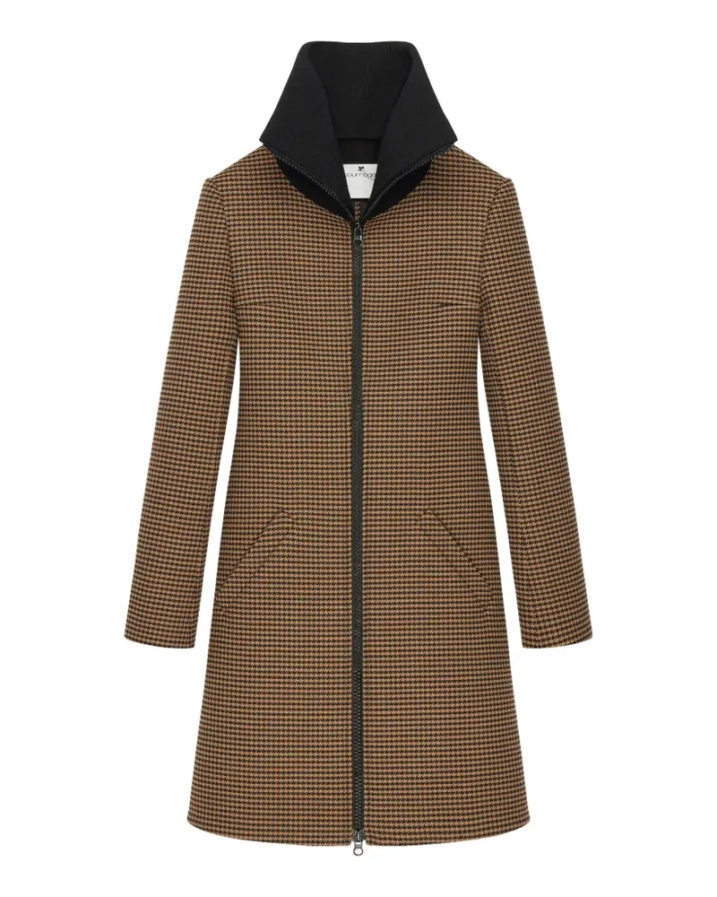 Courrèges houndstooth-pattern high-collar coat - Braun Braun