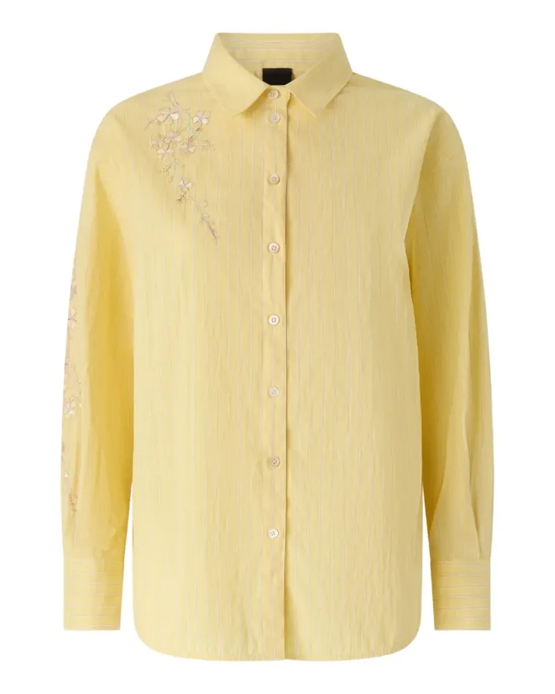 Pinko Gestreiftes Hemd mit Blumenstickerei - Gelb Gelb