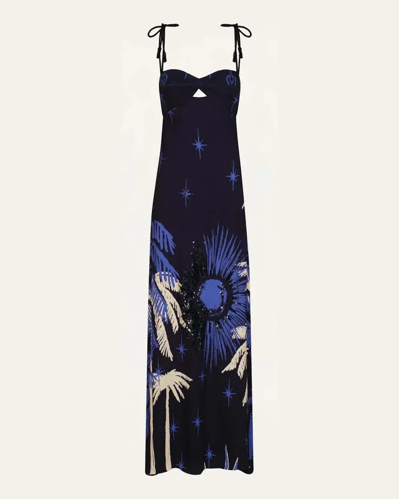 Johanna Ortiz Dancing With The Shadows tie-strap printed dress - Blau Blau