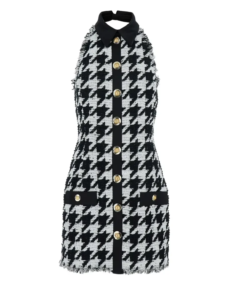Balmain Minikleid mit Hahnentrittmuster - Schwarz Schwarz