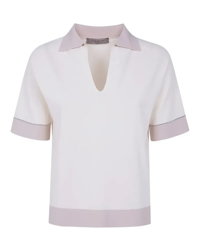 D.EXTERIOR contrast-trim V-neck T-shirt - Nude Nude