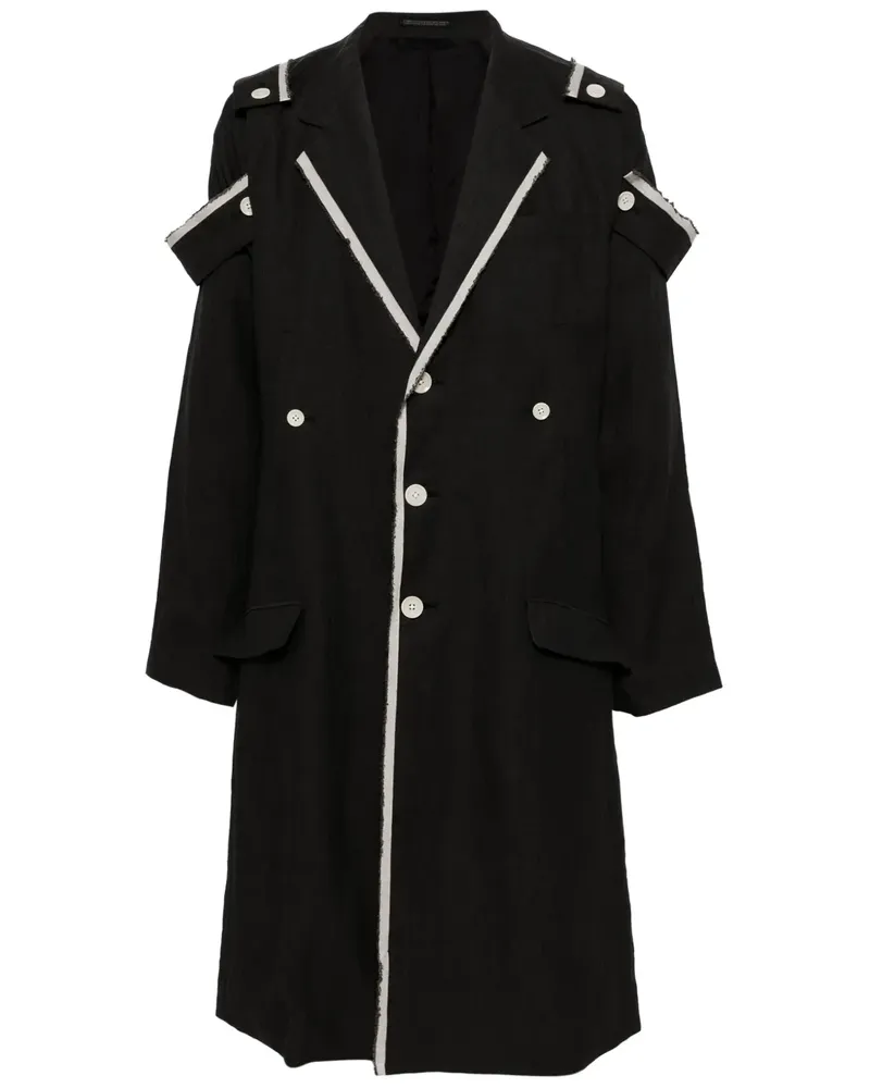 Yohji Yamamoto Mantel mit Kontrastborten - Grau Grau