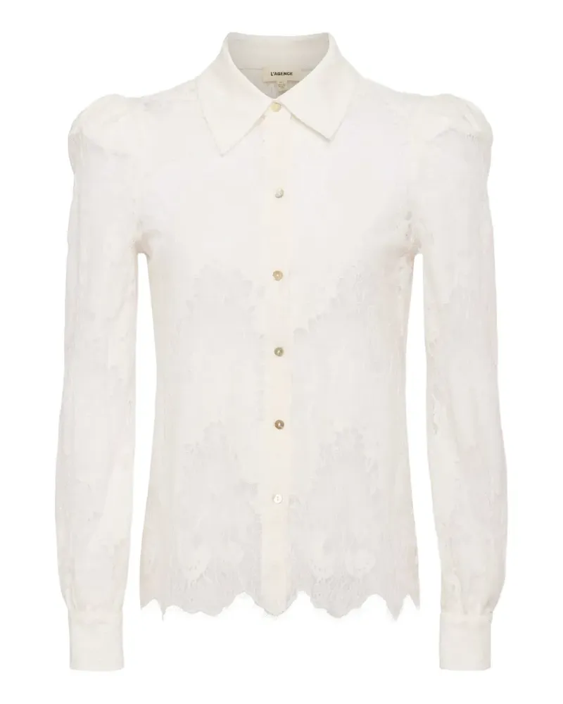 L'Agence Jenica lace puff-sleeve shirt - Weiß Weiß