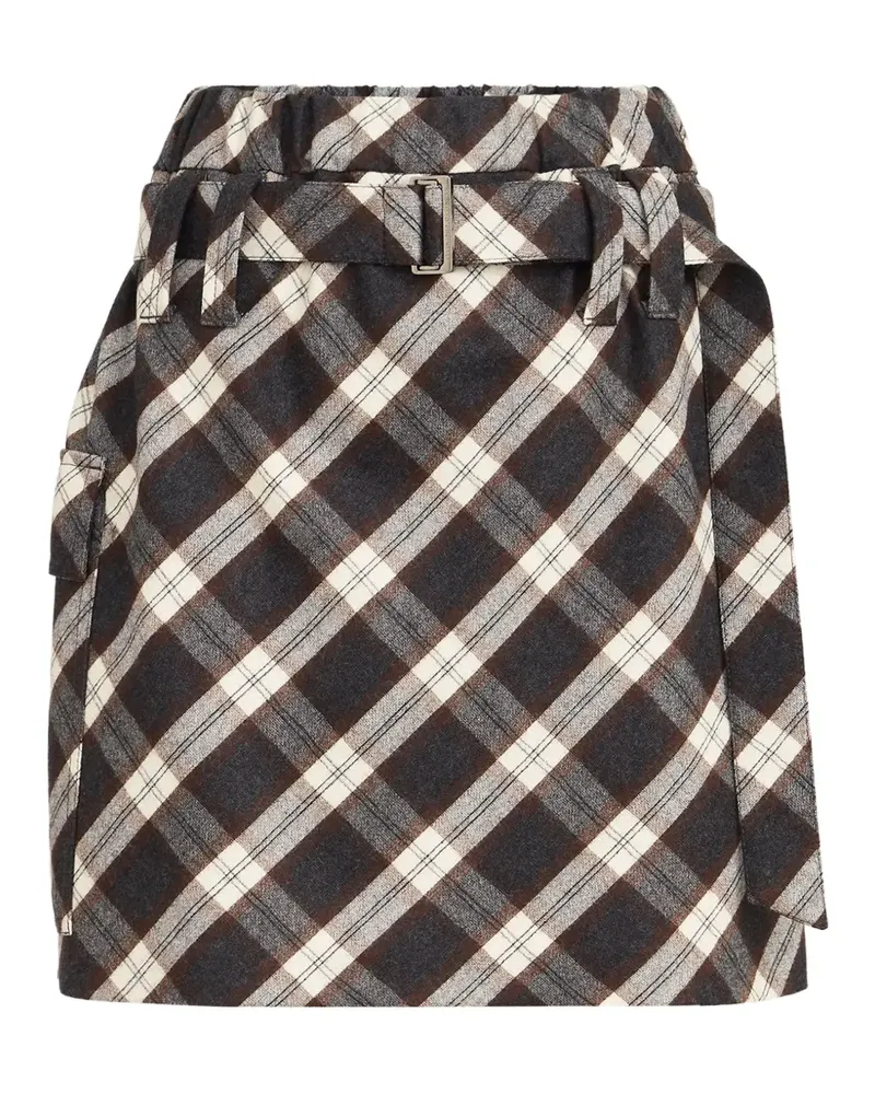 Brunello Cucinelli Prince of Wales Minirock aus Schurwolle mit Flanell - Grau Grau