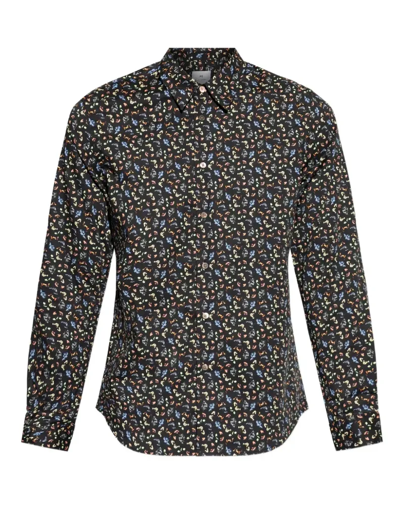 Paul Smith Hemd mit Blumenprint - Schwarz Schwarz