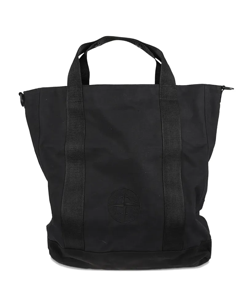 Stone Island Tote Bag mit Logo - Schwarz Schwarz