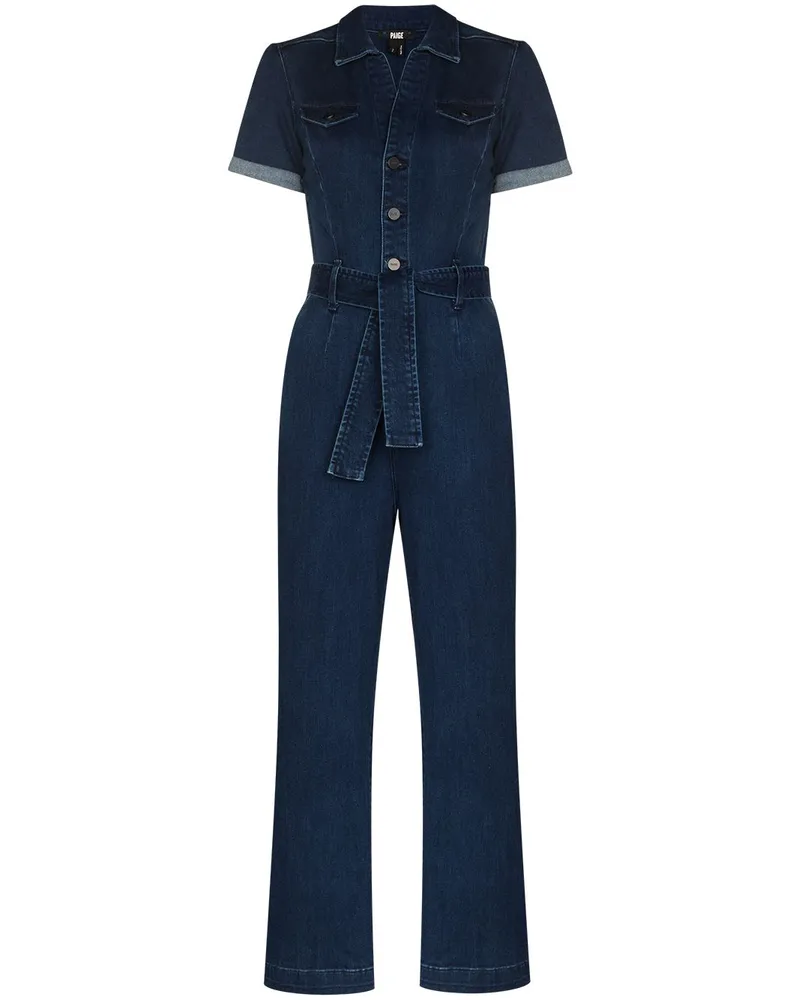 Paige Kurzärmeliger Jumpsuit - Blau Blau