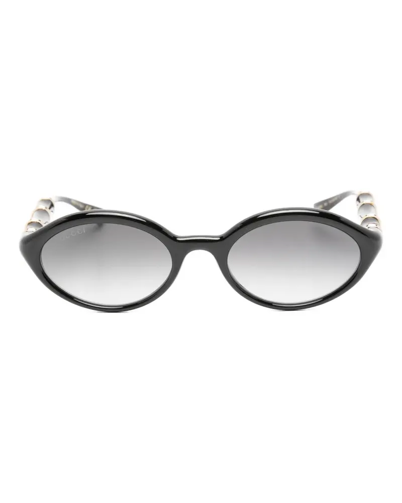 Gucci Sonnenbrille mit ovalem Gestell - Schwarz Schwarz