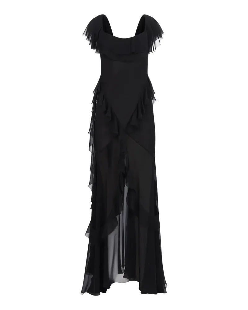 Nina Ricci Gerüschtes Maxikleid aus Seide - Schwarz Schwarz