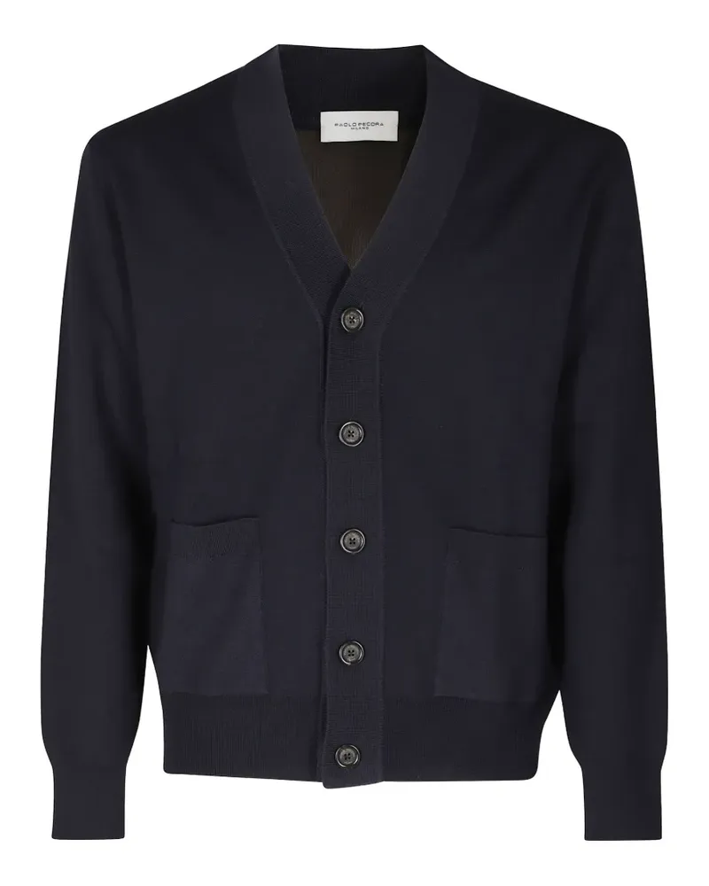 Paolo Pecora Milano Woll-Cardigan ohne Ärmel - Blau Blau
