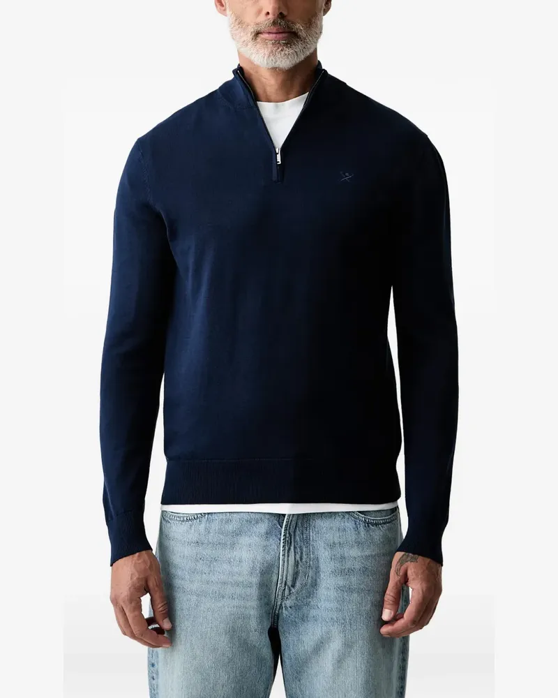 Hackett Bestickter Pullover mit Viertelreißverschluss - Blau Blau