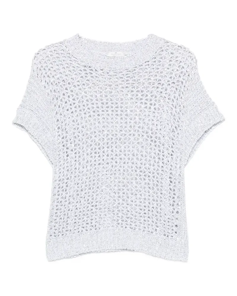 PANICALE Cashmere open-knit short-sleeve sweater - Weiß Weiß