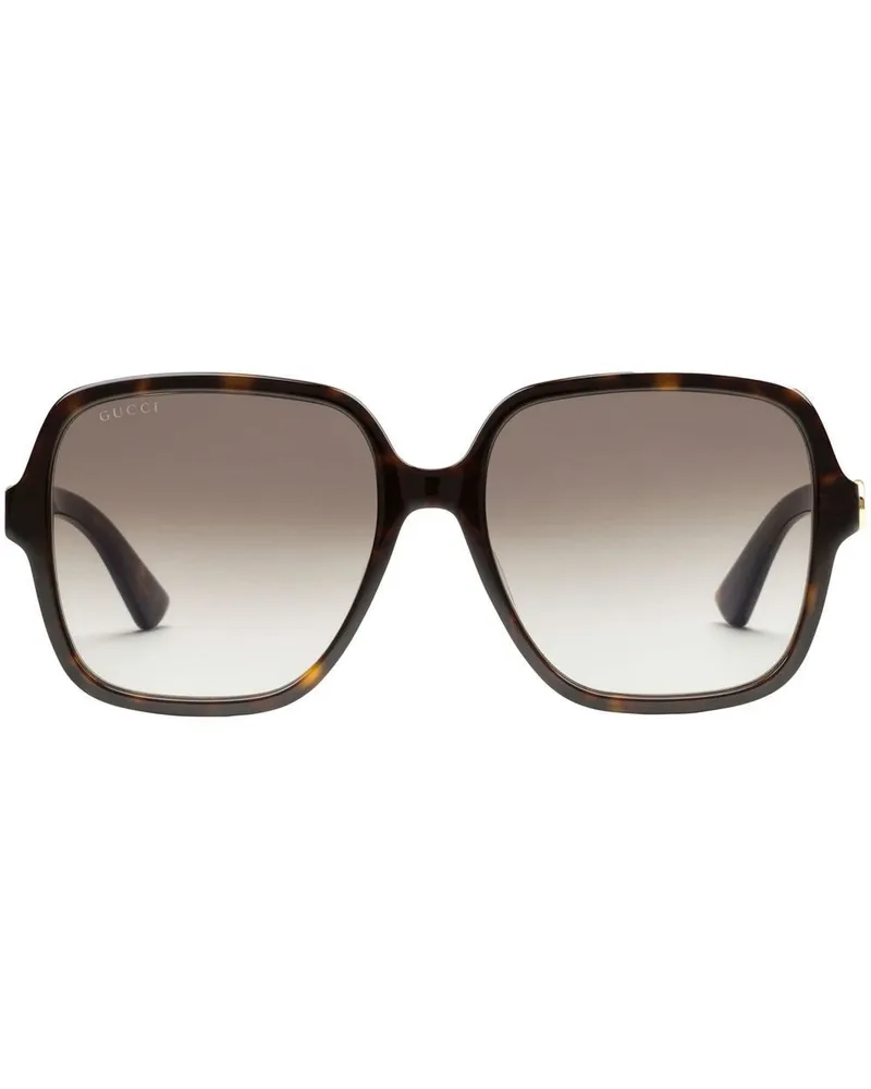 Gucci Eckige Sonnenbrille im Oversized-Look - Braun Braun