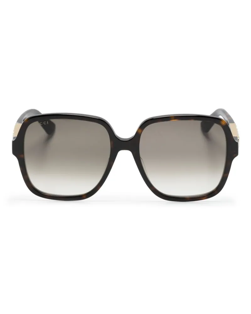 Gucci Eckige Sonnenbrille im Oversized-Look - Braun Braun