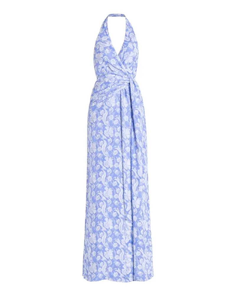 Temperley London Florales Neckholder-Kleid - Blau Blau