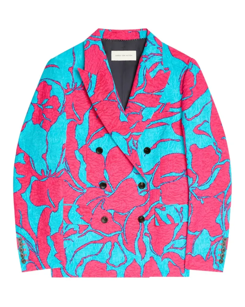 Dries van Noten Doppelreihiges Jacquard-Sakko - Rosa Rosa