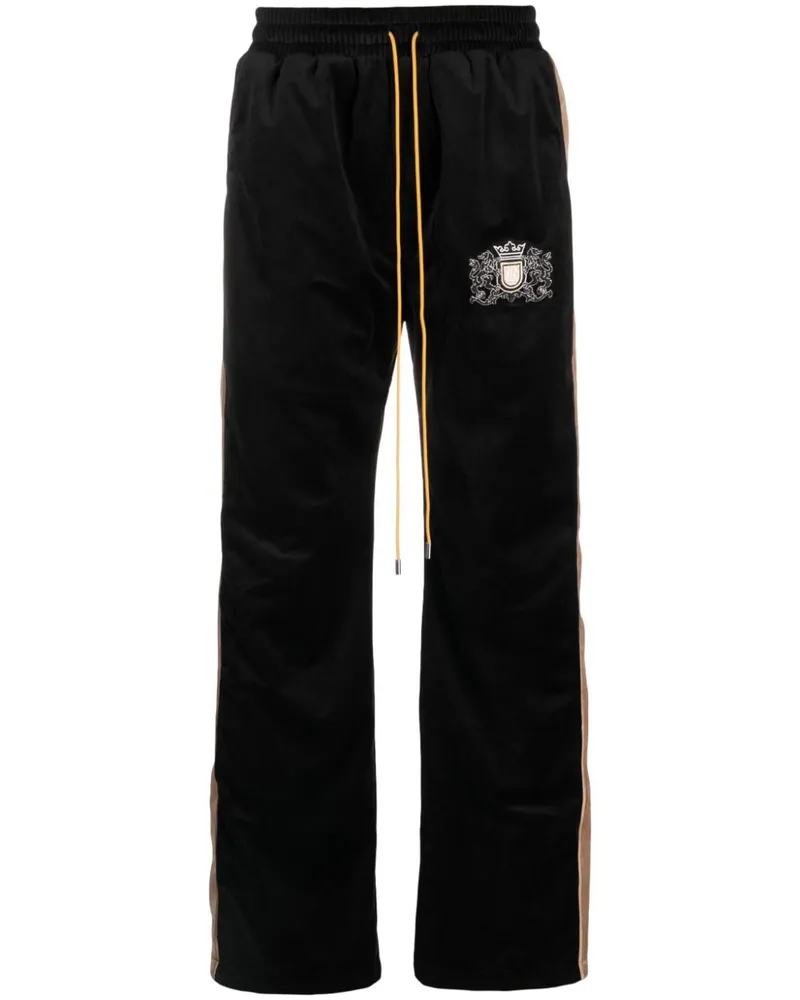 RHUDE Sporthose aus Samt mit Wappenstickerei - Schwarz Schwarz