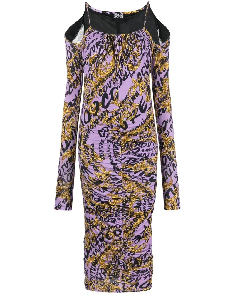 Versace Jeans Kleid mit Logo-Print Violett