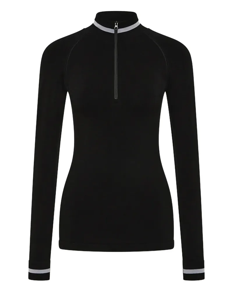 The Upside seamless half-zip base top - Schwarz Schwarz