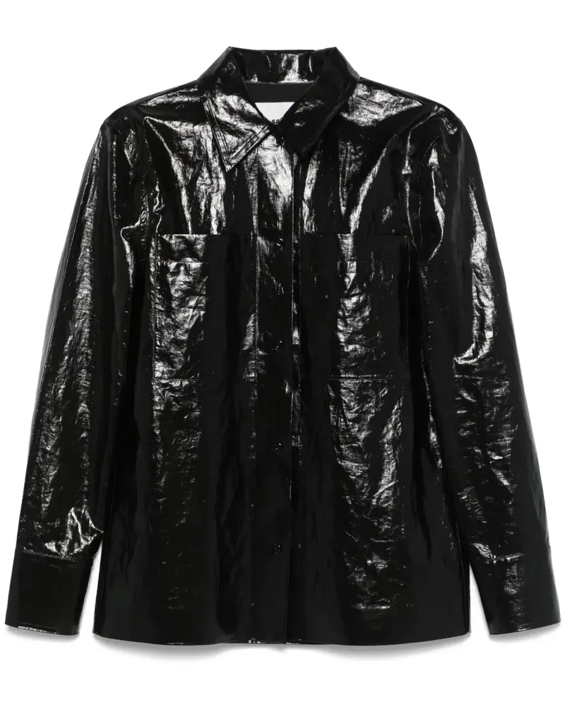 Jil Sander Beschichtetes Leinenhemd - Schwarz Schwarz