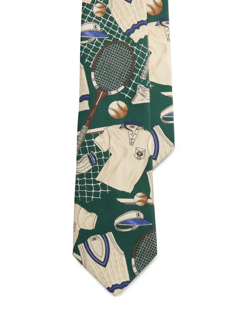 Ralph Lauren Seidenkrawatte mit Tennis-Print - Grün Grün