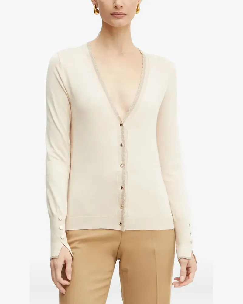 Liu Jo scalloped-trim button-fastening cardigan - Nude Nude