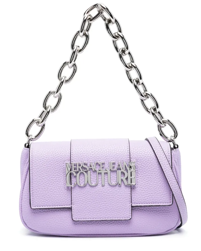 Versace Jeans Schultertasche mit Logo-Schild - Violett Violett