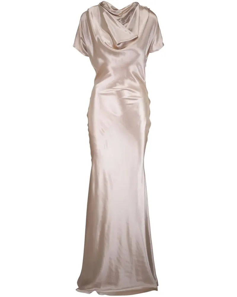 Kiton Maxikleid aus Satin - Nude Nude