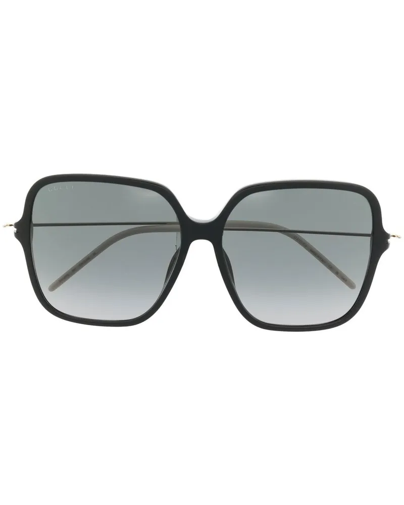 Gucci Sonnenbrille mit eckigem Gestell - Schwarz Schwarz