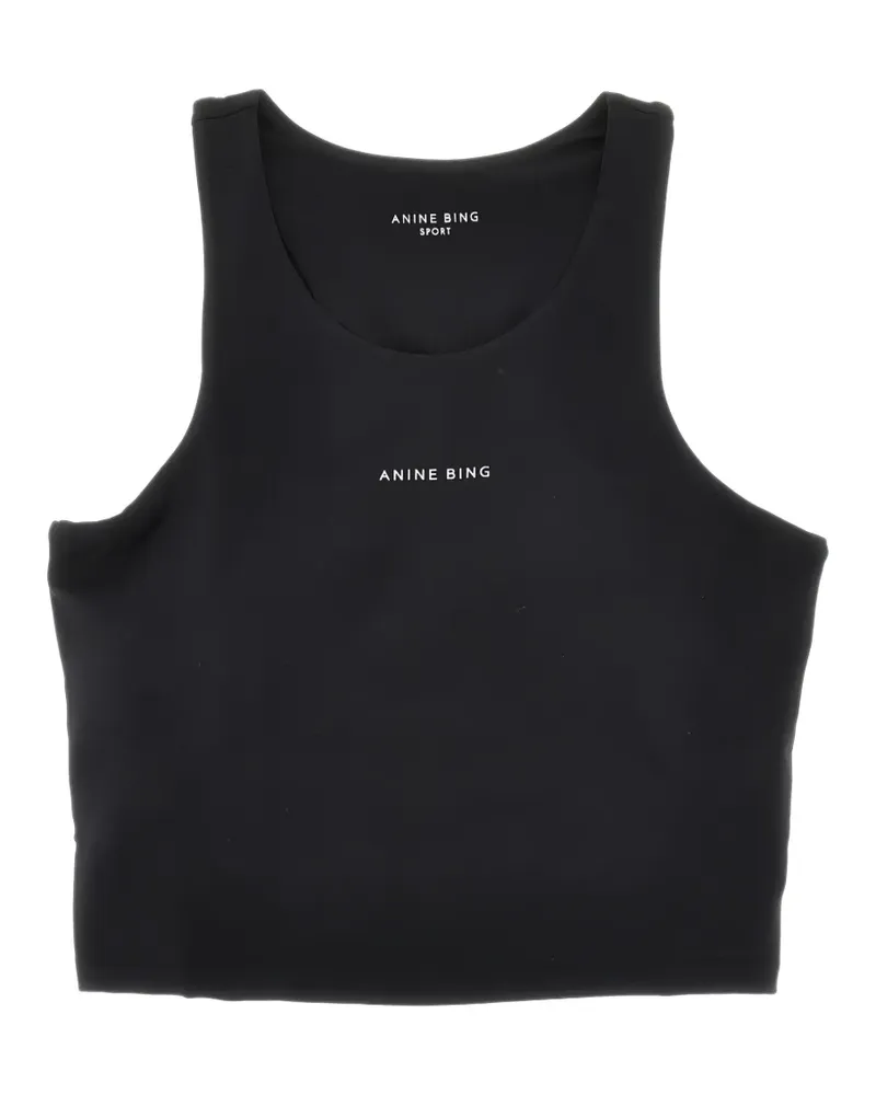 Anine Bing Cropped-Oberteil mit Logo-Print - Schwarz Schwarz
