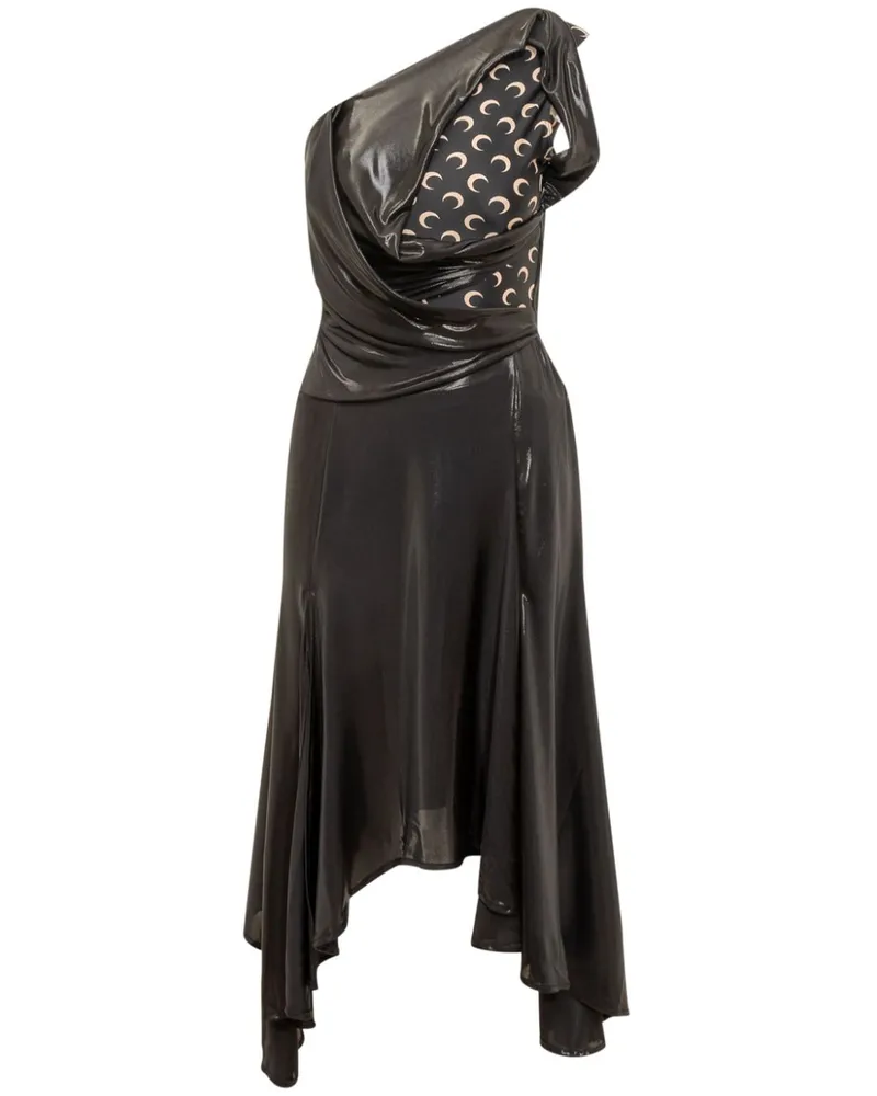 Marine Serre Asymmetrisches Kleid - Schwarz Schwarz