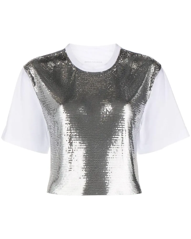 Paco Rabanne T-Shirt im Metallic-Look - Silber Silber