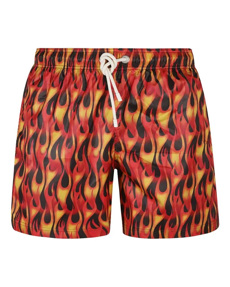 Palm Angels Badeshorts mit Flammen-Print - Rot Rot
