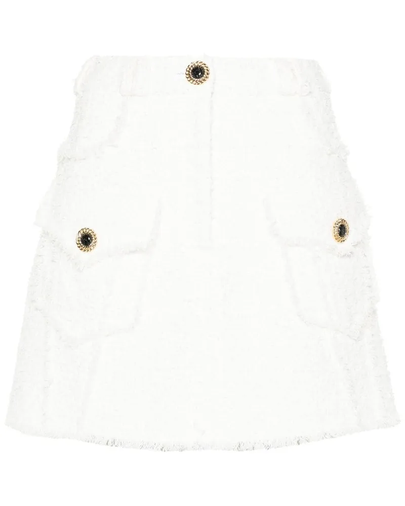 Balmain Tweed-Minirock in A-Linie - Weiß Weiß