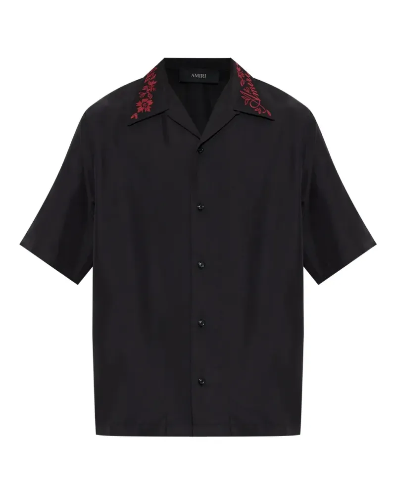 Amiri regular-fit floral-collar shirt - Schwarz Schwarz