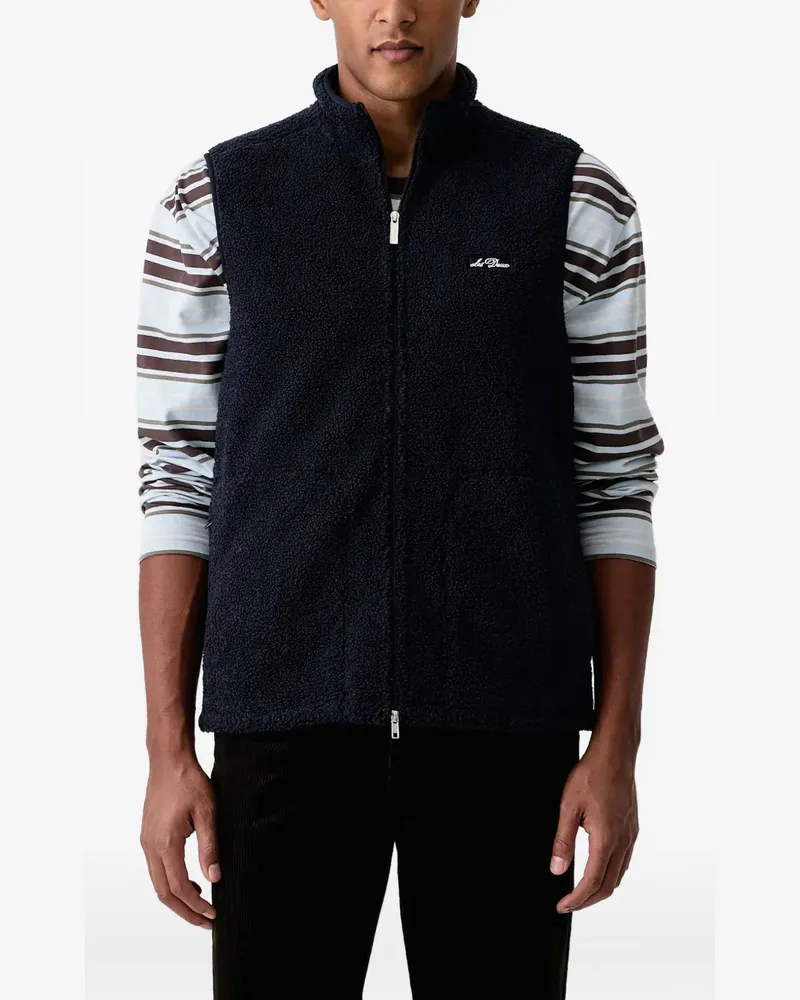 LES DEUX logo-patch fleece vest - Blau Blau