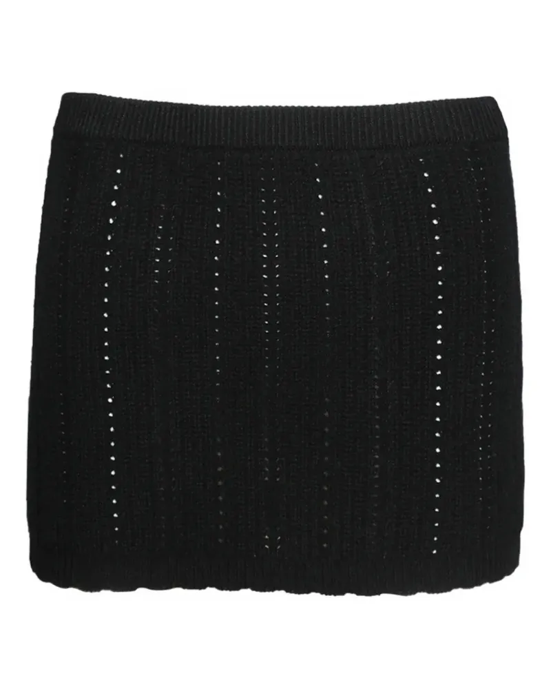 Frame Denim The Getaway Minirock in Lochstrick - Schwarz Schwarz